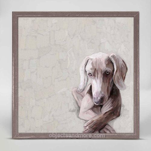 Best Friend - Long Day Weimaraner Mini Framed Canvas by CATHY WALTERS -  Objects