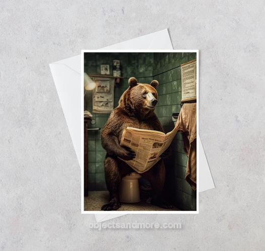 Bear in the Bathroom Card by LESLEY FISHER