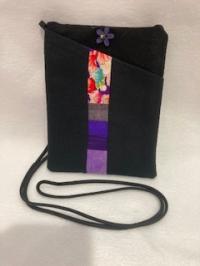 Kimono Phone Bag Black Flower Stripe by THERESA GALLOP