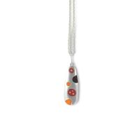 Red Single Drop Dots Necklace by NANCY MARLAND