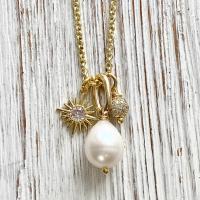 20" Pearl Sun Micro Pave Necklace by NANCY GISSENDANER