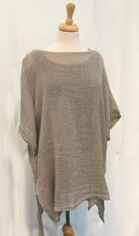 Crinkled Linen Top Taupe by TINA STEPHENS