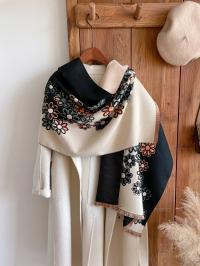 Black/White Daisy Reversible Wrap by WINDING RIVER