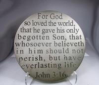 John 3:16 Silver Glass Platter by STEPHEN SCHLANSER
