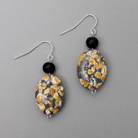 Gray and Yellow Granite Oval Earrings by SYLVIA ECHAVARRIA
