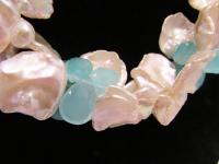 Keshi and Blue Chalcedony Necklace by DIANA KAHLENBERG