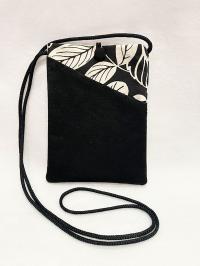 Kimono Phone Bag Black White Leaves by THERESA GALLUP