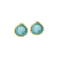 Small Glass Shell Earrings Wire by MICHAEL MICHAUD