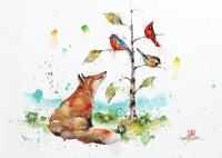Fox & Bird Friends by DEAN CROUSER