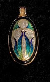 14KGold Enamel Pendant with Diamond by MAGICK FUSAGER