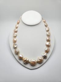 Golden Peach Coin Pearl Necklace by DIANA KAHLENBERG