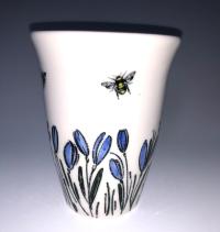 Md Bee&Blue Tulip Cup by THERESA HOWARD