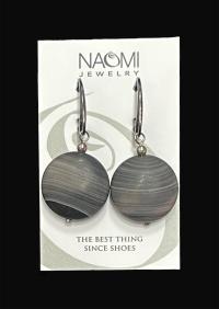 Matte Agate Earring Oxidized leverback by NAOMI