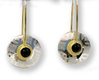 Small Circle Silver Lace Pattern with Black Onyx earring by KEITH LEWIS