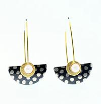 Oxidised Dot Half Circle Earring with Pearl by KEITH LEWIS