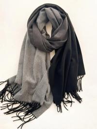 Black/Gray Tri-tone Shawl by WINDING RIVER