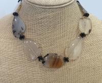 Montana Agate, and Faceteed Black Spinel with OrnateGranulated and Filigree Clasp Necklace by DIANA KAHLENBERG