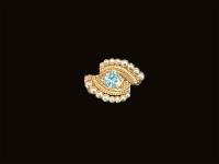 Blue Topaz Petite Beaded Classic Ring IN011 by RYAN EURE