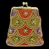 Hand-beaded and Embroidered Coin Clutch by DAVID JEFFREY
