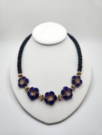 Blue Flowers and Dumortierite Necklace by DIANA KAHLENBERG