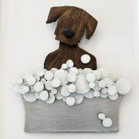 Brown Dog in Tub by ROBIN ANNE COOPER