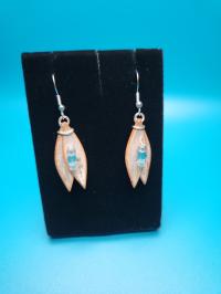 Blue Twin Feathers Earrings by CORY NEWMAN