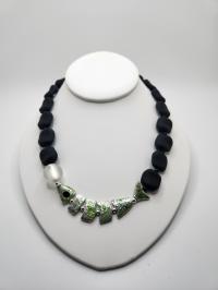 Black Sea Glass Fish Necklace by DIANA KAHLENBERG