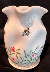 Md Vase w/Pink Flowers&Bees by THERESA HOWARD