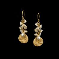 Sea Scallop Pearl Earrings by MICHAEL MICHAUD