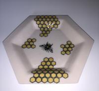 Sm Octagonal Plate/Bee&Honeycomb by THERESA HOWARD