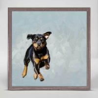 Best Friend - Running Rottweiler Mini Framed Canvas by CATHY WALTERS