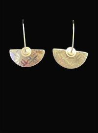 Silver Half Round Lace Pattern Earrings by KEITH LEWIS