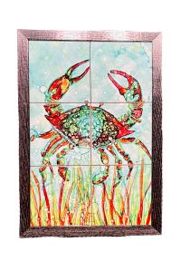 Sea Life Crab Framed Tile Mosaic SM by RITTER RYMER
