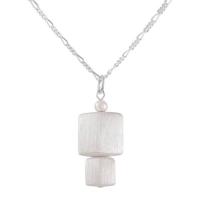 Streamline Pendant 13&9 mm ss squares 18" ss figaro chain by NAOMI