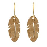 Feather Cork Earrings Natural by NATALIE THERESE