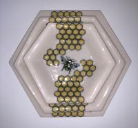 Lg Octagonal Plate/Bee&Honeycomb by THERESA HOWARD