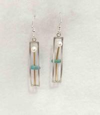BRUSHED SS/GF SEAGLASS PEARL EARRING by GREG GEYER
