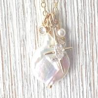 18" Fresh Water Pearl Drop Celestial Necklace by NANCY GISSENDANER