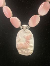 Pink Conch Hand-carved Pendant by DIANA KAHLENBERG