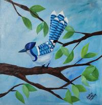 Blue Bird on Branch by ROBIN ANNE COOPER