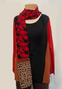Red Block Silk Jacket by KAVITA
