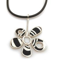 Black Flower 16" Rubber Necklace by NANCY MARLAND
