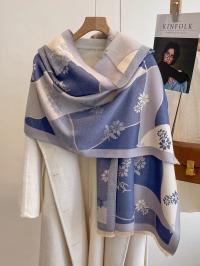 Blue/White Floating Flowers Wrap by WINDING RIVER