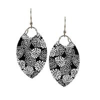 Black/White Duet Tapered Oval Earrings by KATHLEEN HUBBARD