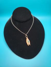 Blue Twin Feathers Necklace by CORY NEWMAN