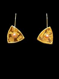 Mica Small Triangle with Pearl Earring by KEITH LEWIS